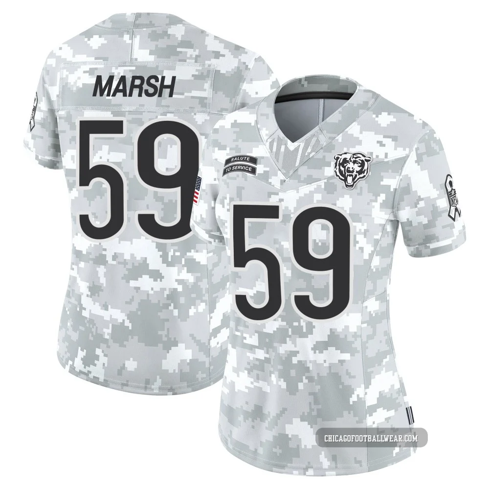 Cassius Marsh ＃59 Women's Limited Chicago Bears Arctic Camo 2024 Salute to Service Jersey