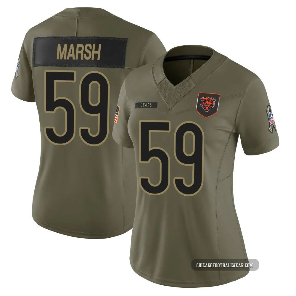 Cassius Marsh ＃59 Women's Limited Chicago Bears Olive 2025 Salute to Service Jersey