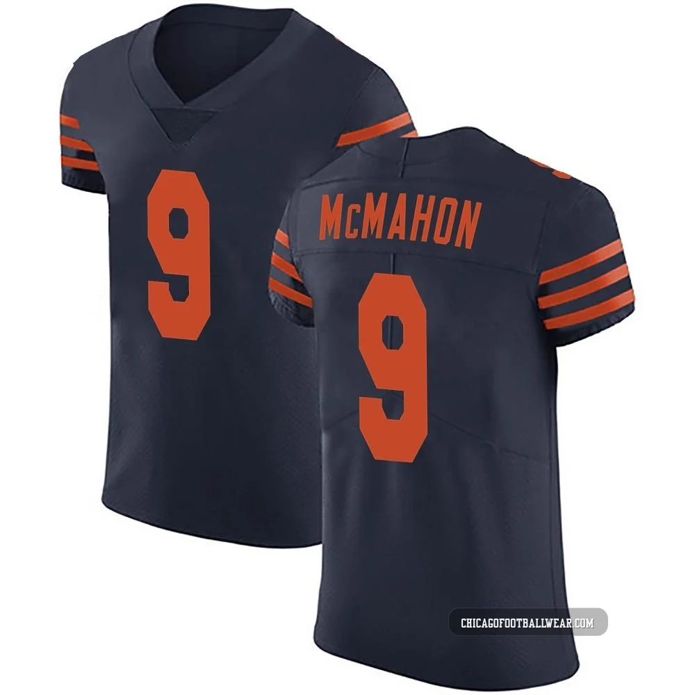 Jim McMahon ＃9 Men's Elite Chicago Bears Navy Blue Alternate Vapor Untouchable Jersey