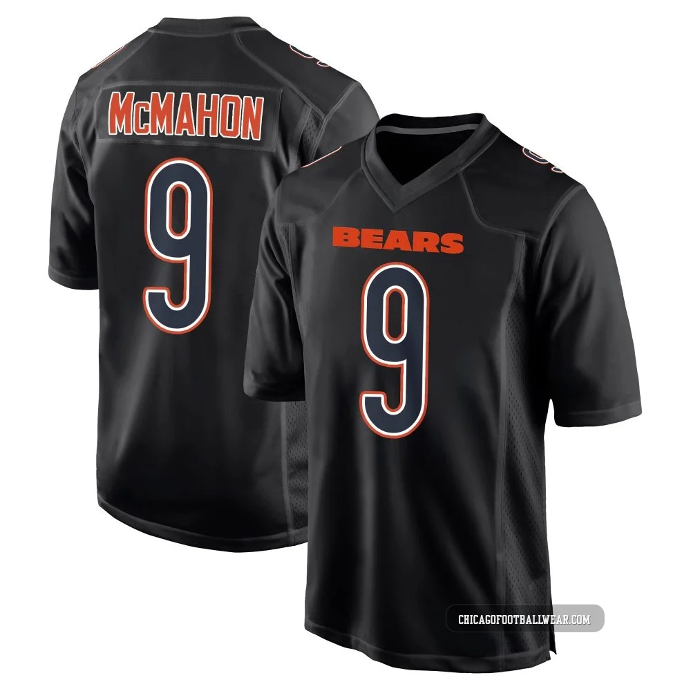 Jim McMahon ＃9 Men's Game Chicago Bears Black Carbon Fashion Jersey