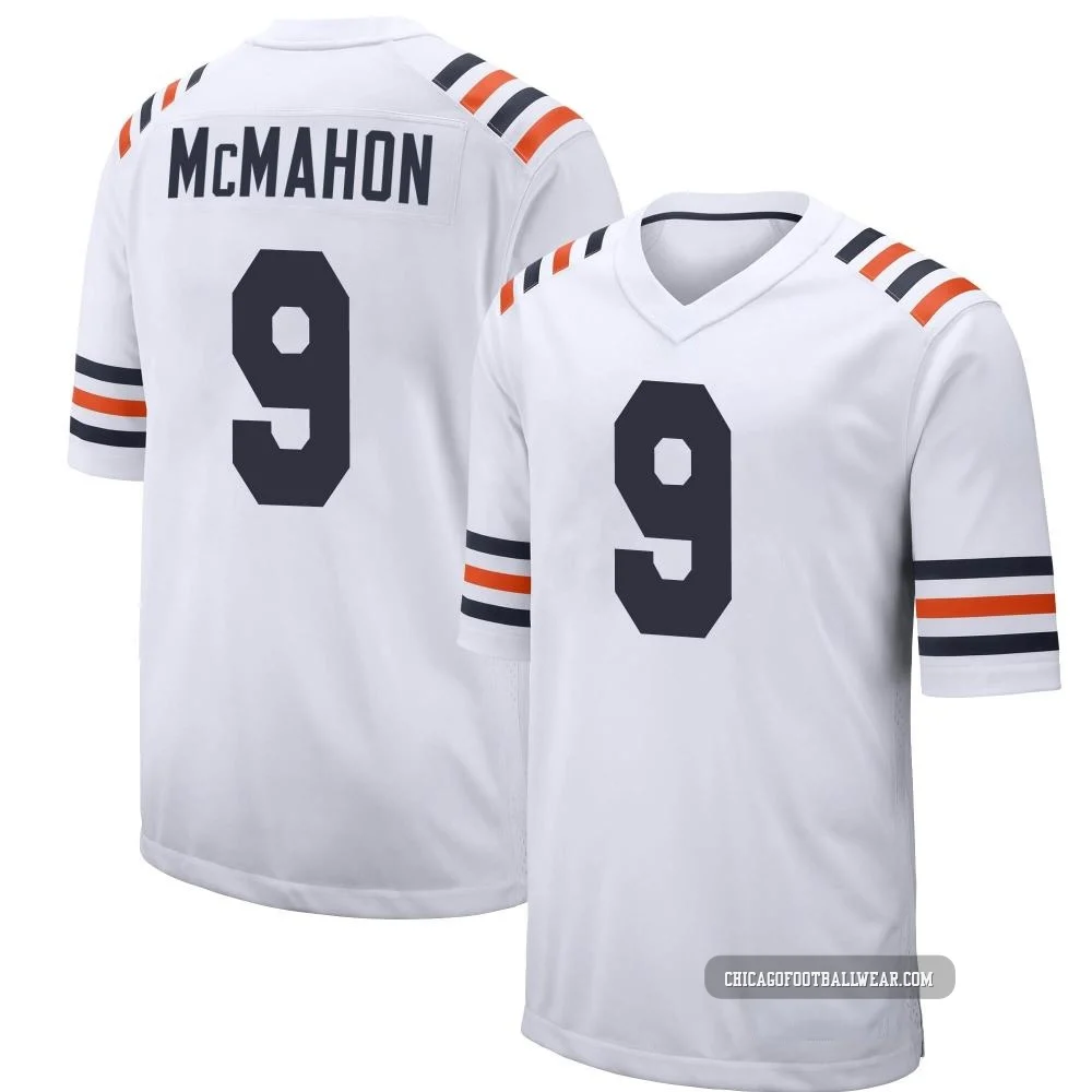 Jim McMahon ＃9 Men's Game Chicago Bears White Alternate Classic Jersey