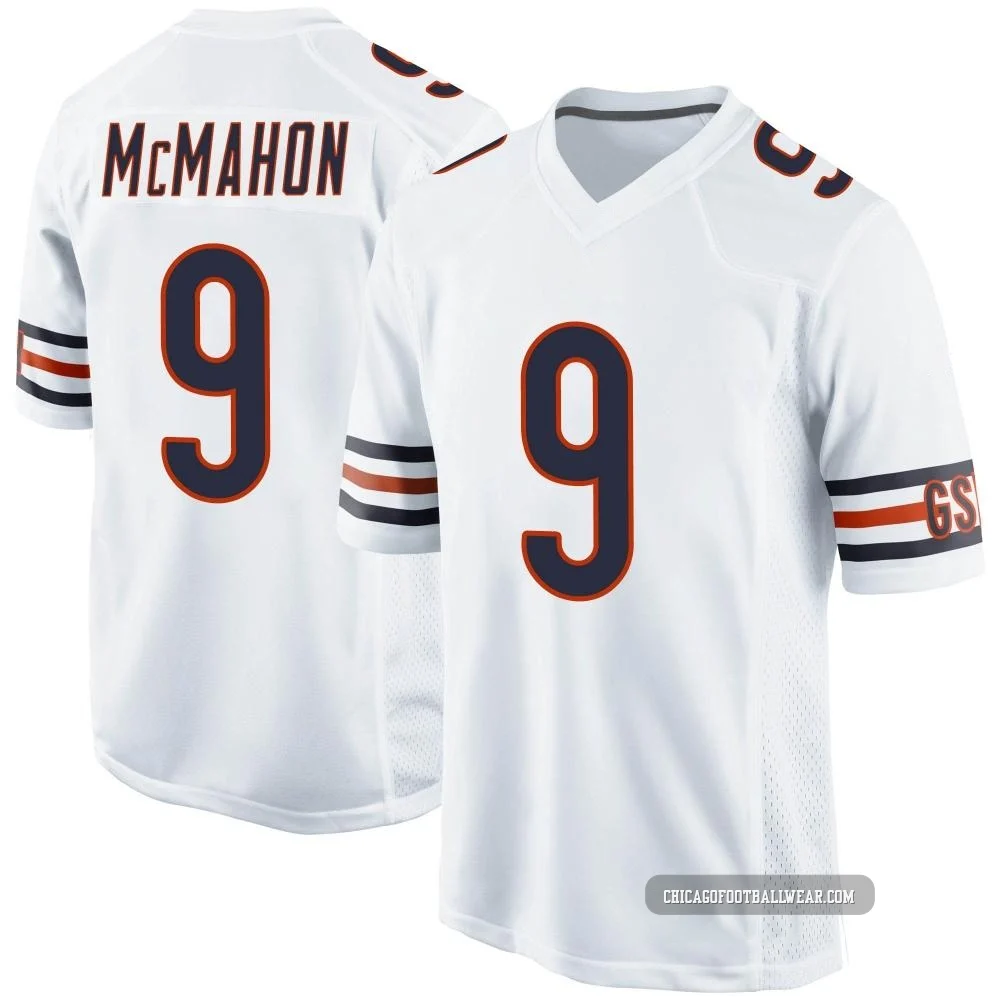 Jim McMahon ＃9 Men's Game Chicago Bears White Jersey