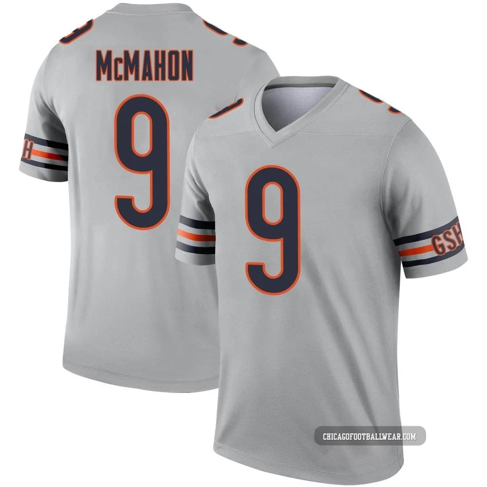 Jim McMahon ＃9 Men's Legend Chicago Bears Inverted Silver Jersey