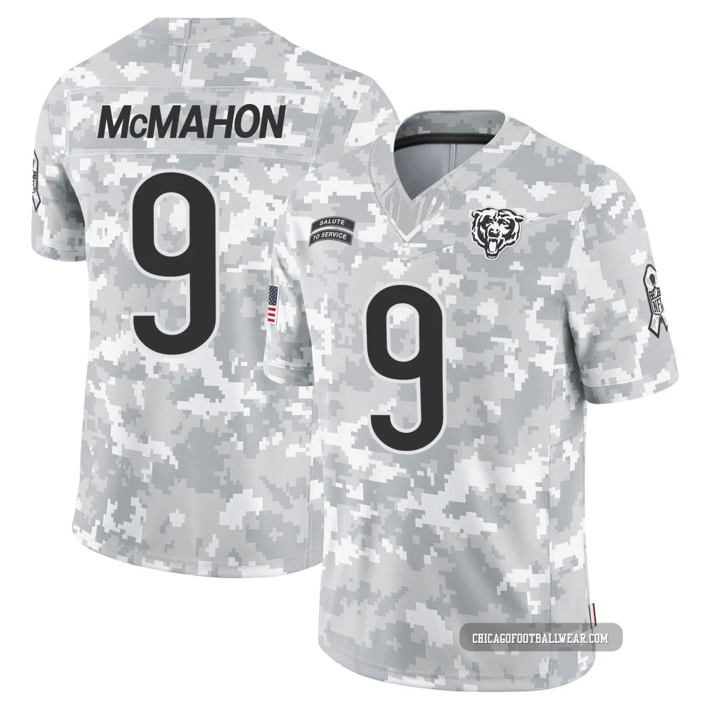 Jim McMahon ＃9 Men's Limited Chicago Bears Arctic Camo 2024 Salute to Service Jersey