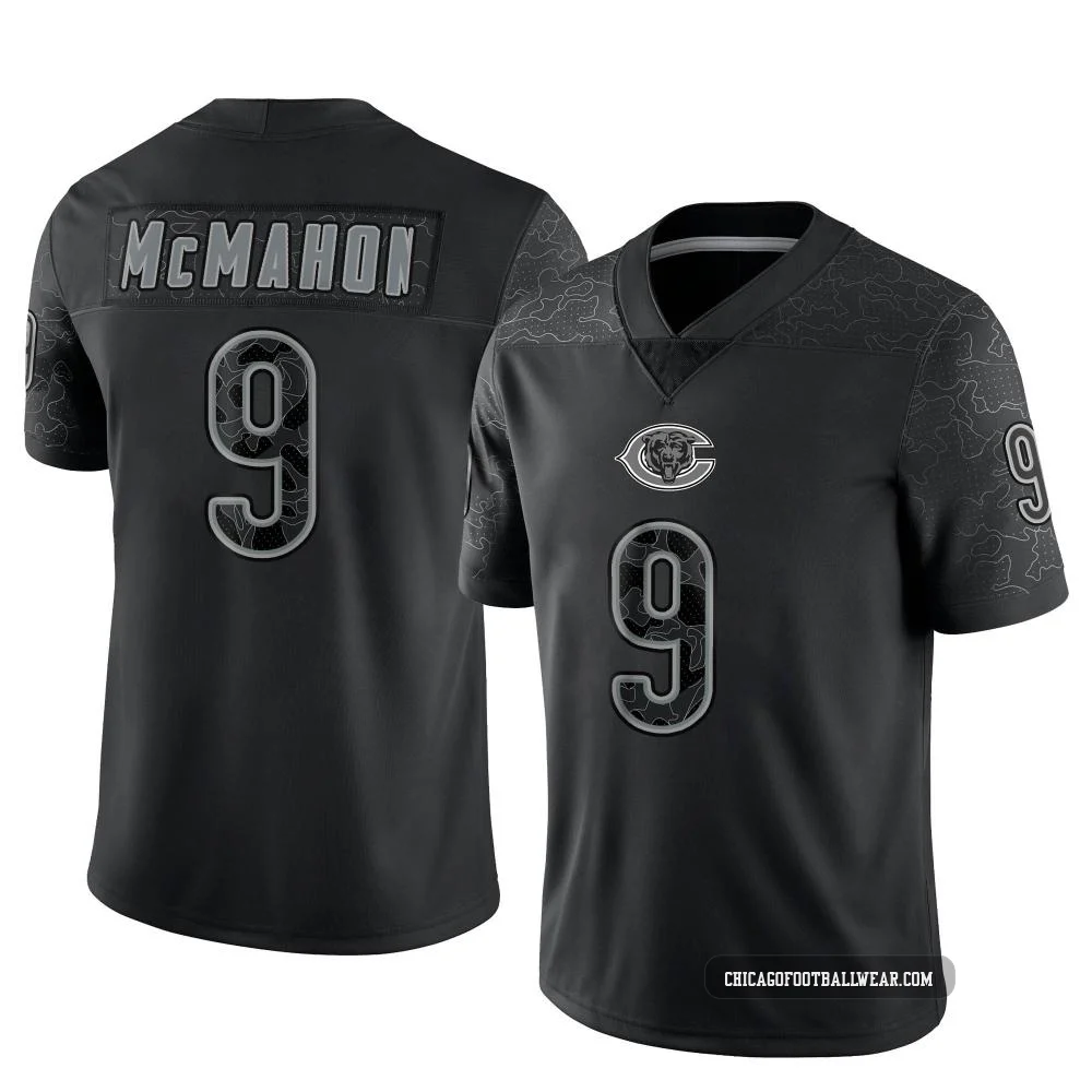 Jim McMahon ＃9 Men's Limited Chicago Bears Black Reflective Jersey