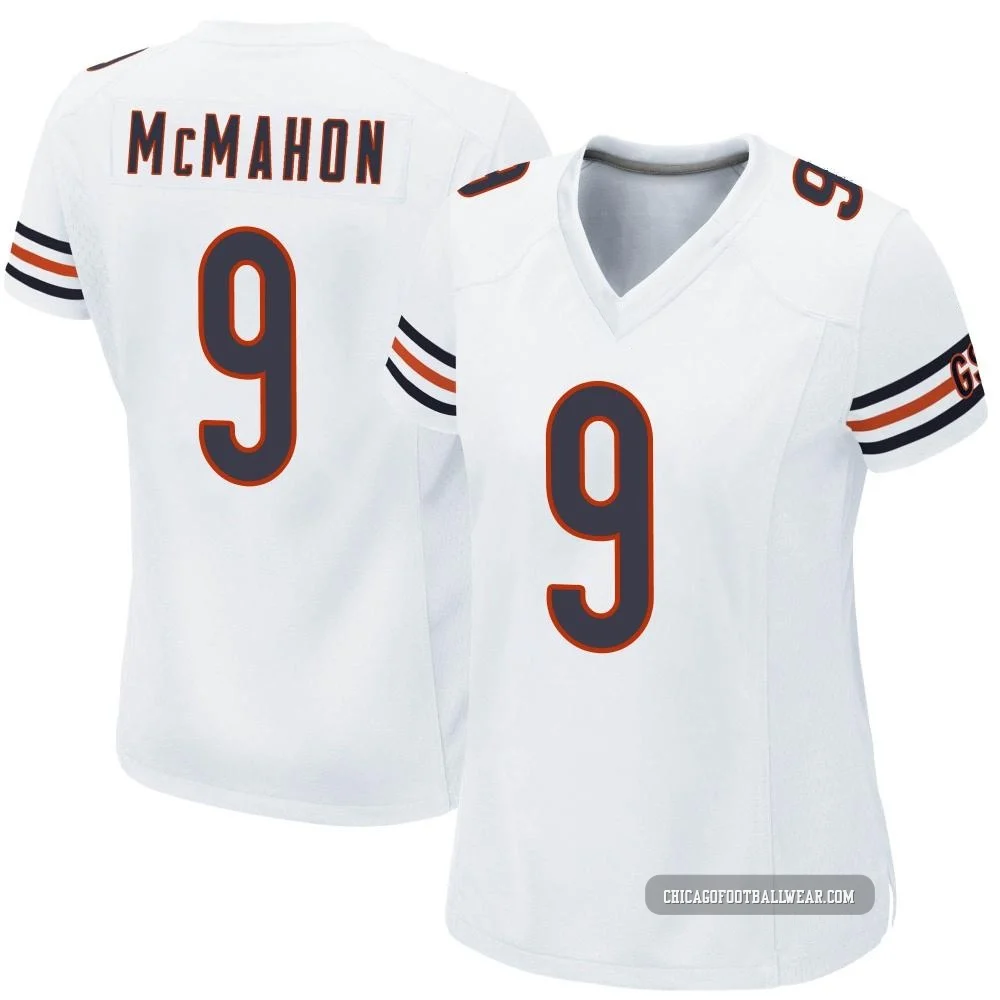 Jim McMahon ＃9 Women's Game Chicago Bears White Jersey