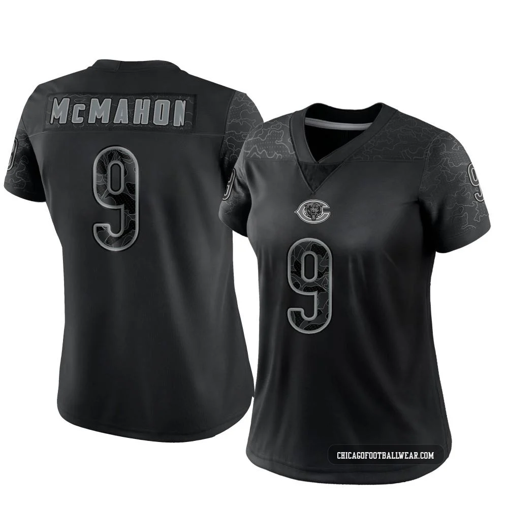 Jim McMahon ＃9 Women's Limited Chicago Bears Black Reflective Jersey