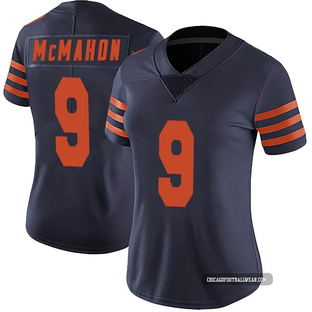 Jim McMahon ＃9 Women's Limited Chicago Bears Navy Blue Alternate Vapor Untouchable Jersey