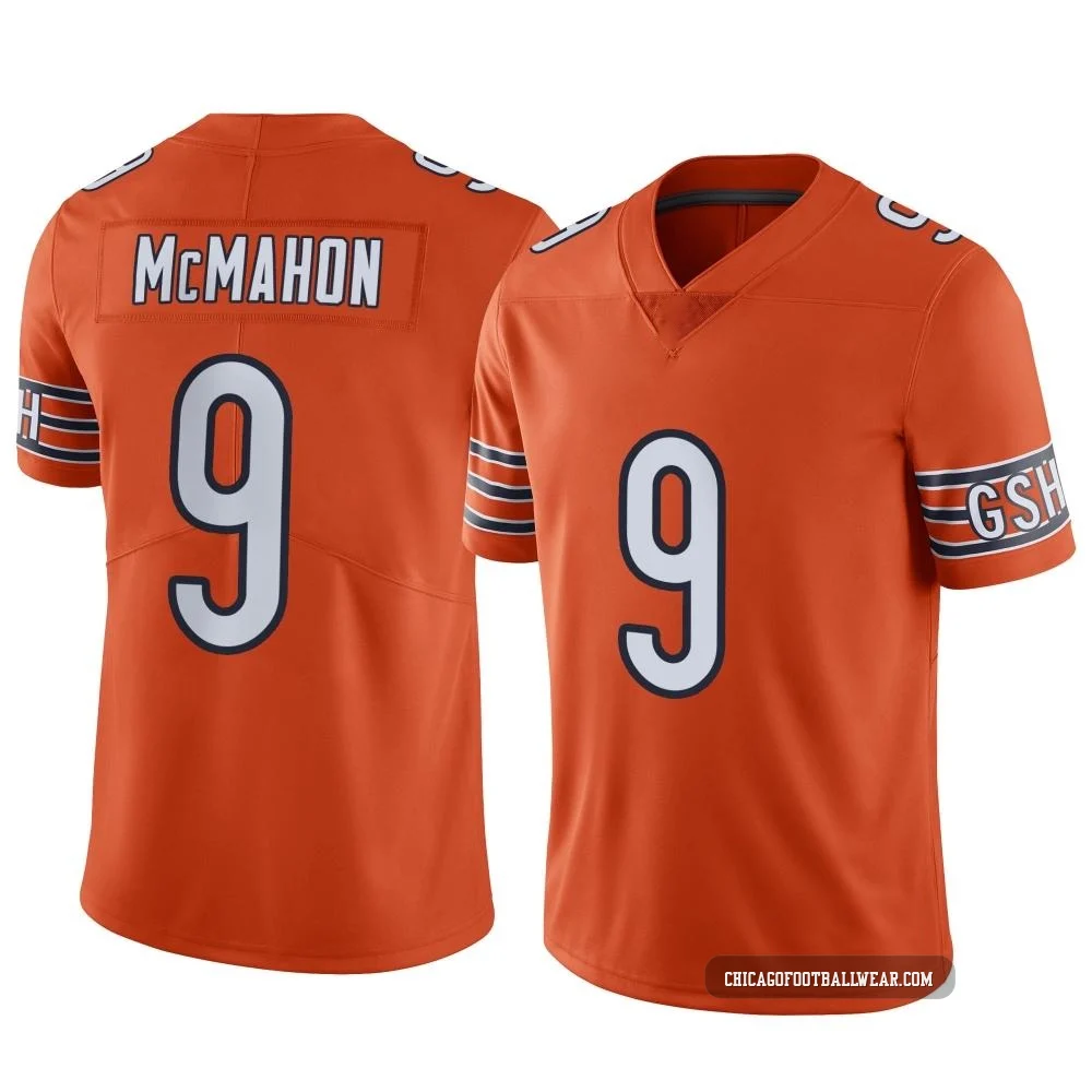 Jim McMahon ＃9 Youth Limited Chicago Bears Orange Alternate Vapor Jersey