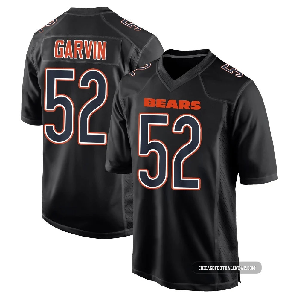 Jonathan Garvin ＃52 Men's Game Chicago Bears Black Carbon Fashion Jersey