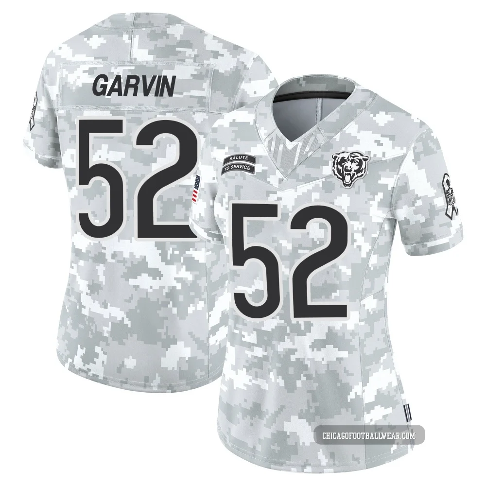 Jonathan Garvin ＃52 Women's Limited Chicago Bears Arctic Camo 2024 Salute to Service Jersey