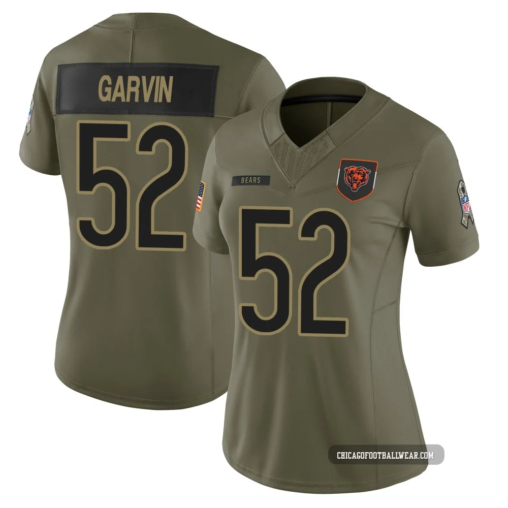Jonathan Garvin ＃52 Women's Limited Chicago Bears Olive 2025 Salute to Service Jersey