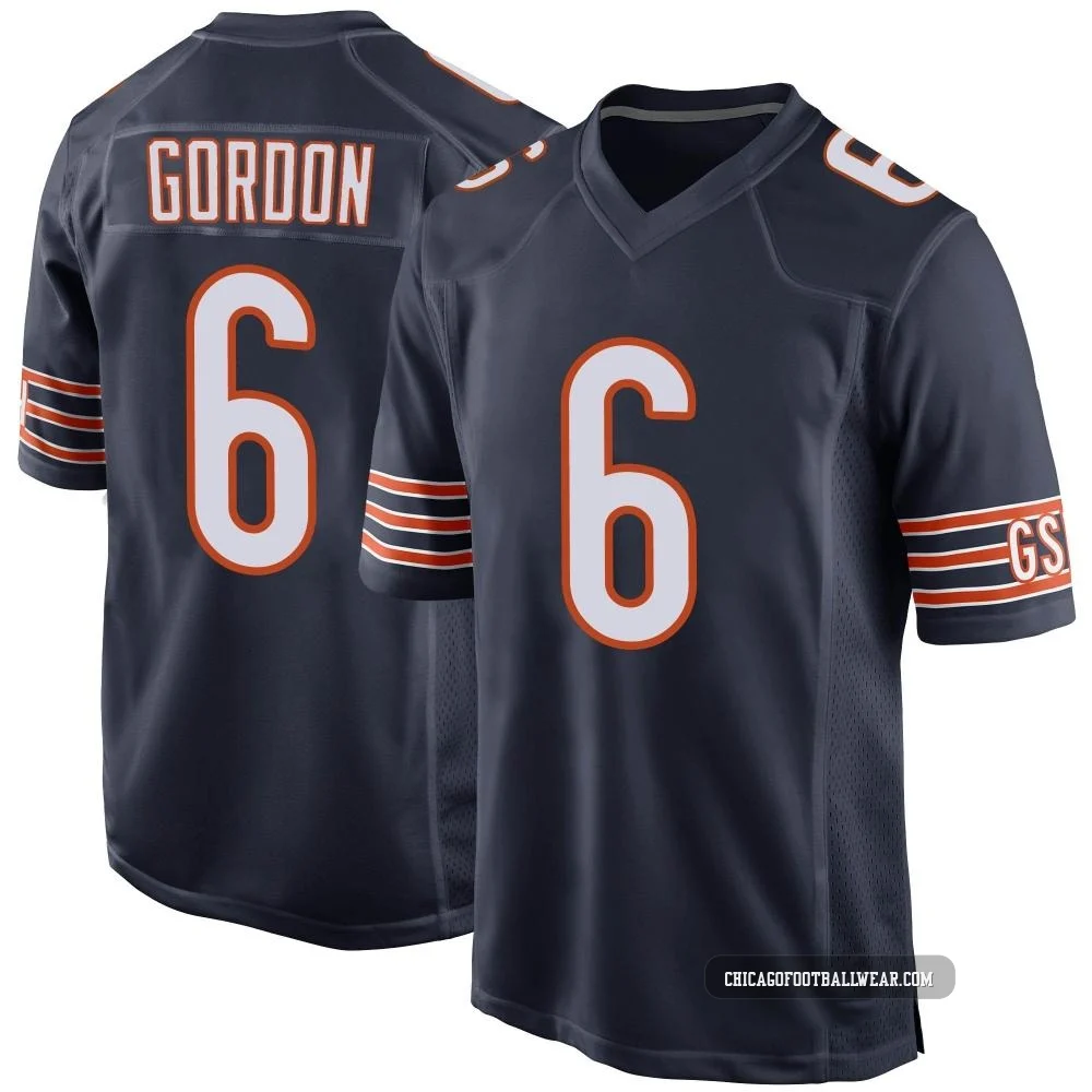 Kyler Gordon ＃6 Men's Game Chicago Bears Navy Team Color Jersey