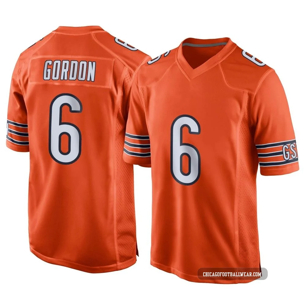 Kyler Gordon ＃6 Men's Game Chicago Bears Orange Alternate Jersey