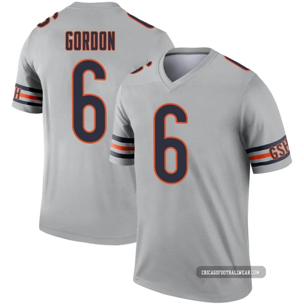 Kyler Gordon ＃6 Men's Legend Chicago Bears Inverted Silver Jersey