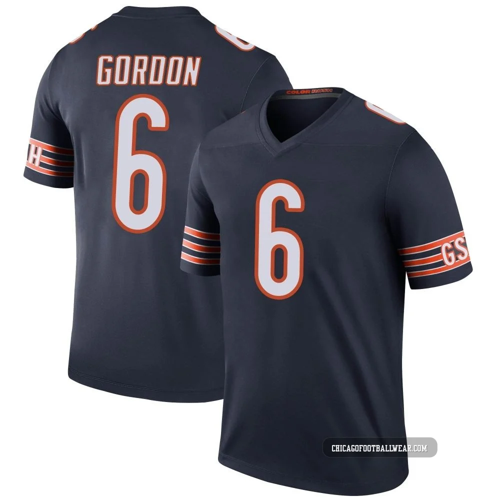 Kyler Gordon ＃6 Men's Legend Chicago Bears Navy Color Rush Jersey