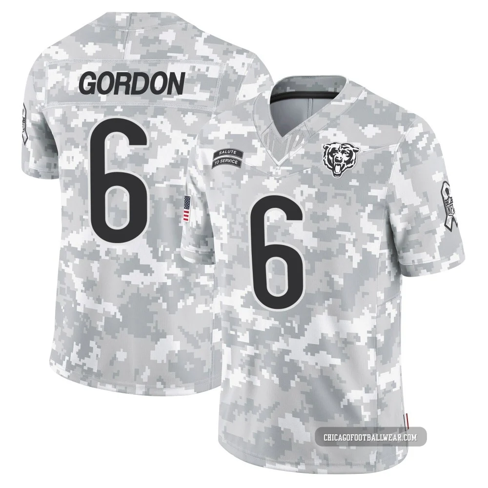 Kyler Gordon ＃6 Men's Limited Chicago Bears Arctic Camo 2024 Salute to Service Jersey