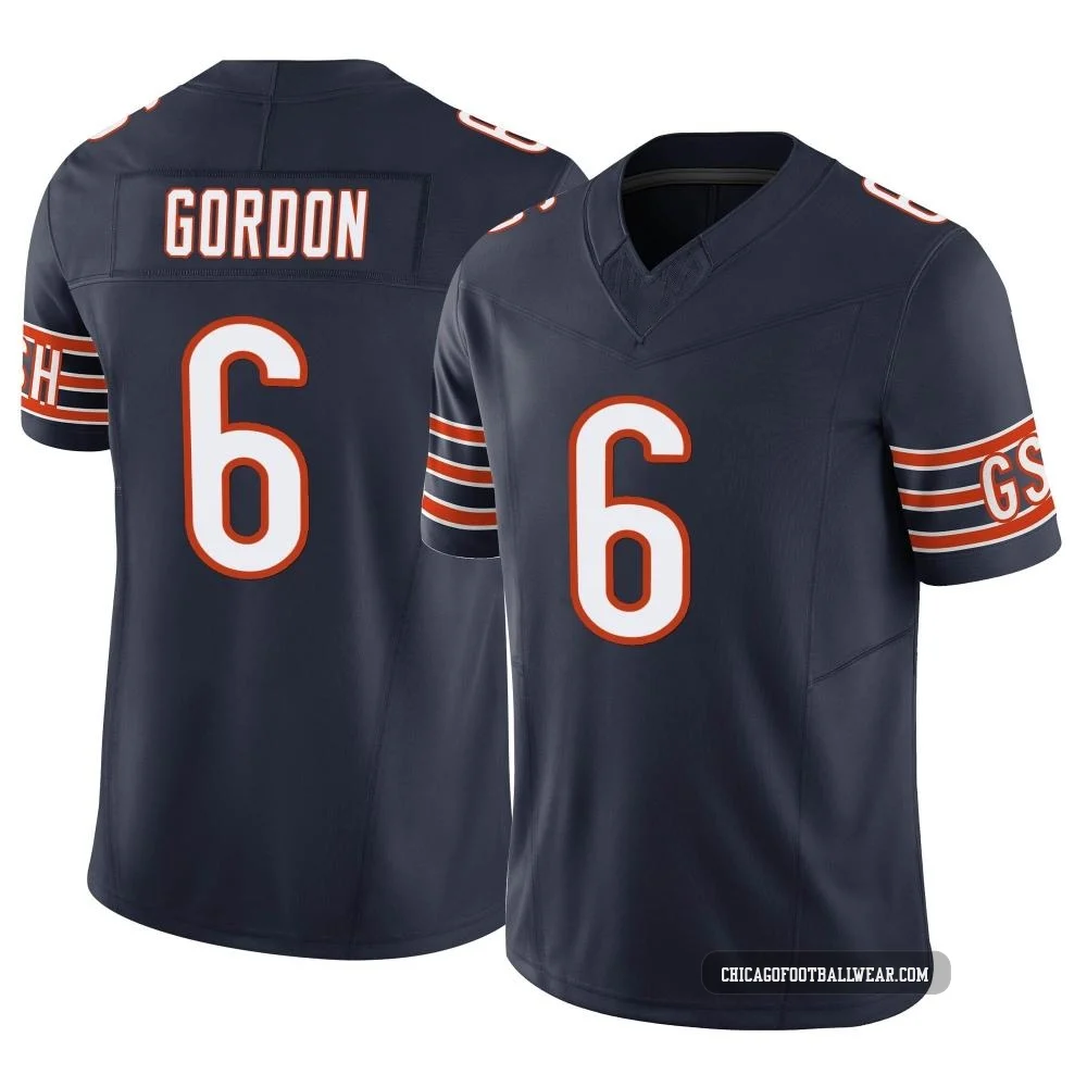 Kyler Gordon ＃6 Men's Limited Chicago Bears Navy Vapor F.U.S.E. Jersey