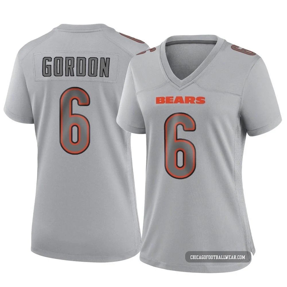 Kyler Gordon ＃6 Women's Game Chicago Bears Gray Atmosphere Fashion Jersey