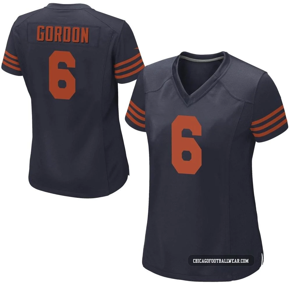 Kyler Gordon ＃6 Women's Game Chicago Bears Navy Blue Alternate Jersey