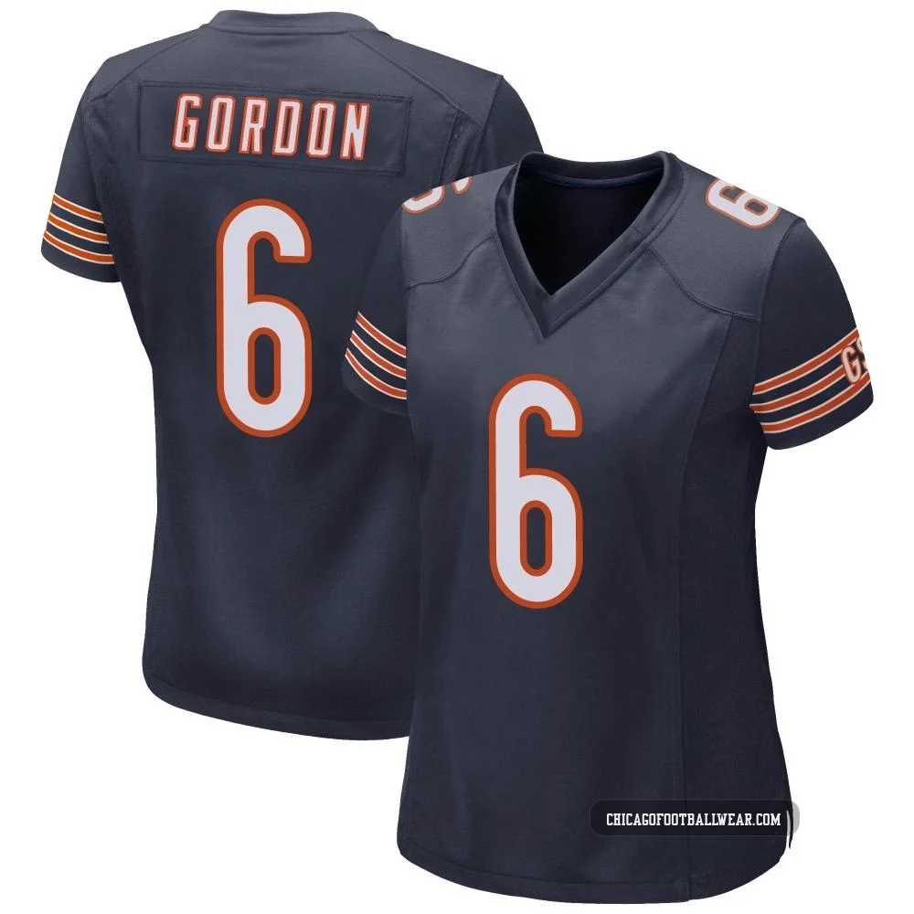 Kyler Gordon ＃6 Women's Game Chicago Bears Navy Team Color Jersey