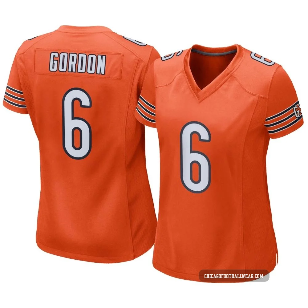 Kyler Gordon ＃6 Women's Game Chicago Bears Orange Alternate Jersey