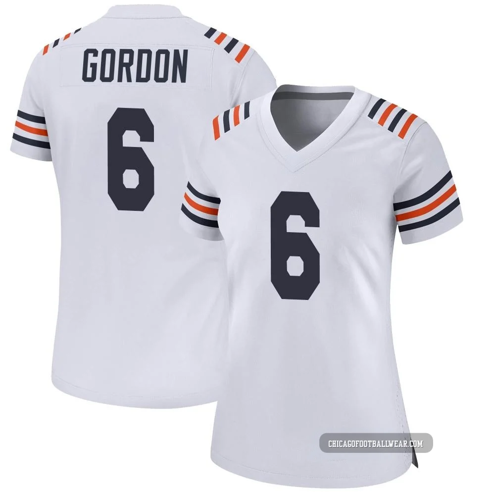 Kyler Gordon ＃6 Women's Game Chicago Bears White Alternate Classic Jersey