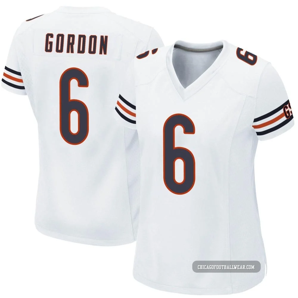 Kyler Gordon ＃6 Women's Game Chicago Bears White Jersey