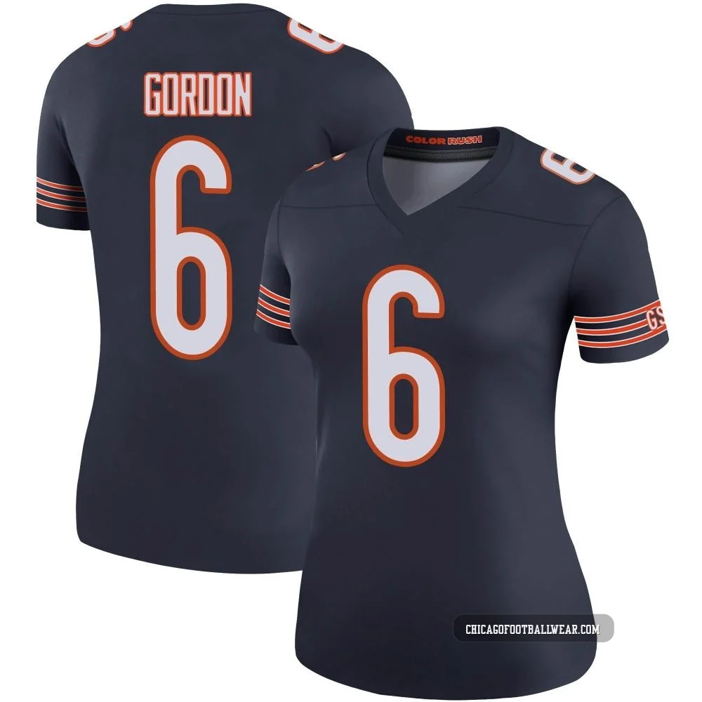 Kyler Gordon ＃6 Women's Legend Chicago Bears Navy Color Rush Jersey
