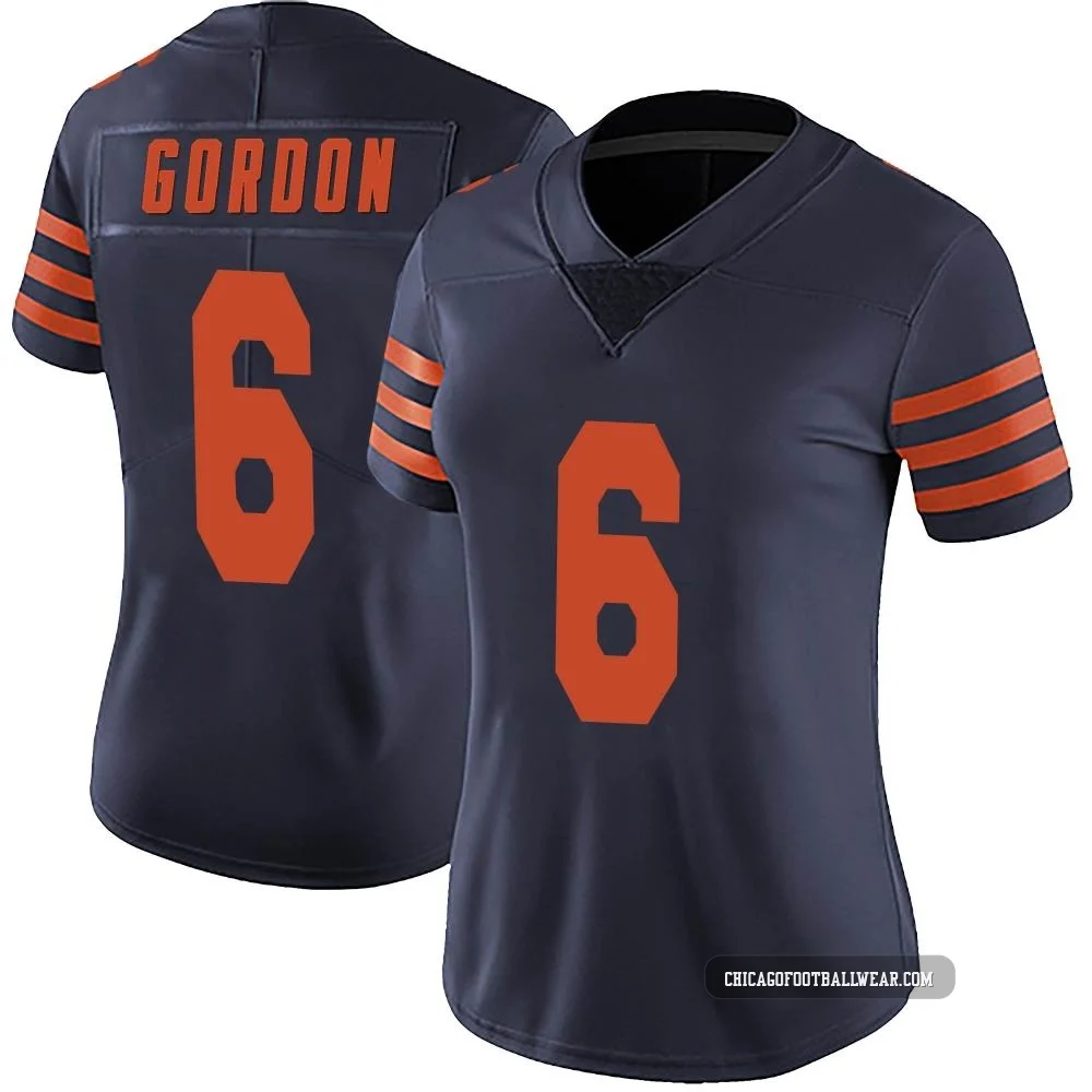 Kyler Gordon ＃6 Women's Limited Chicago Bears Navy Blue Alternate Vapor Untouchable Jersey