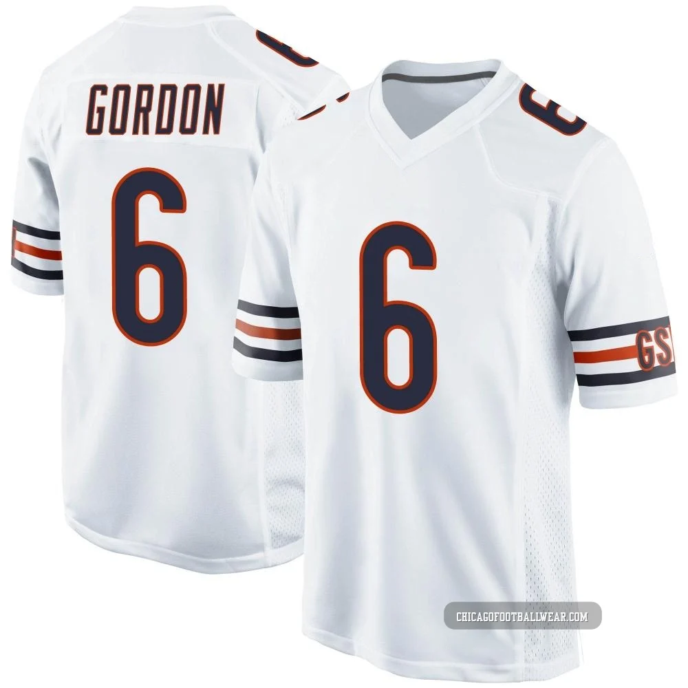 Kyler Gordon ＃6 Youth Game Chicago Bears White Jersey