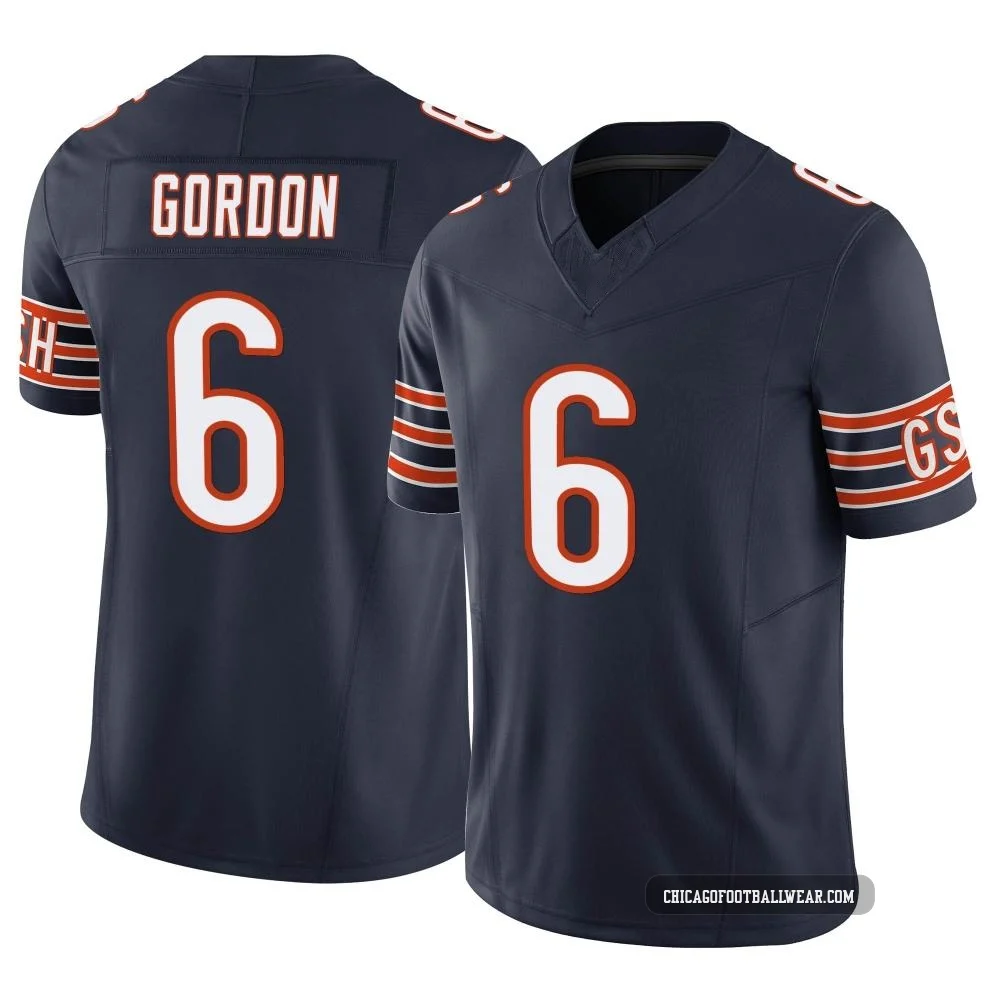 Kyler Gordon ＃6 Youth Limited Chicago Bears Navy Vapor F.U.S.E. Jersey
