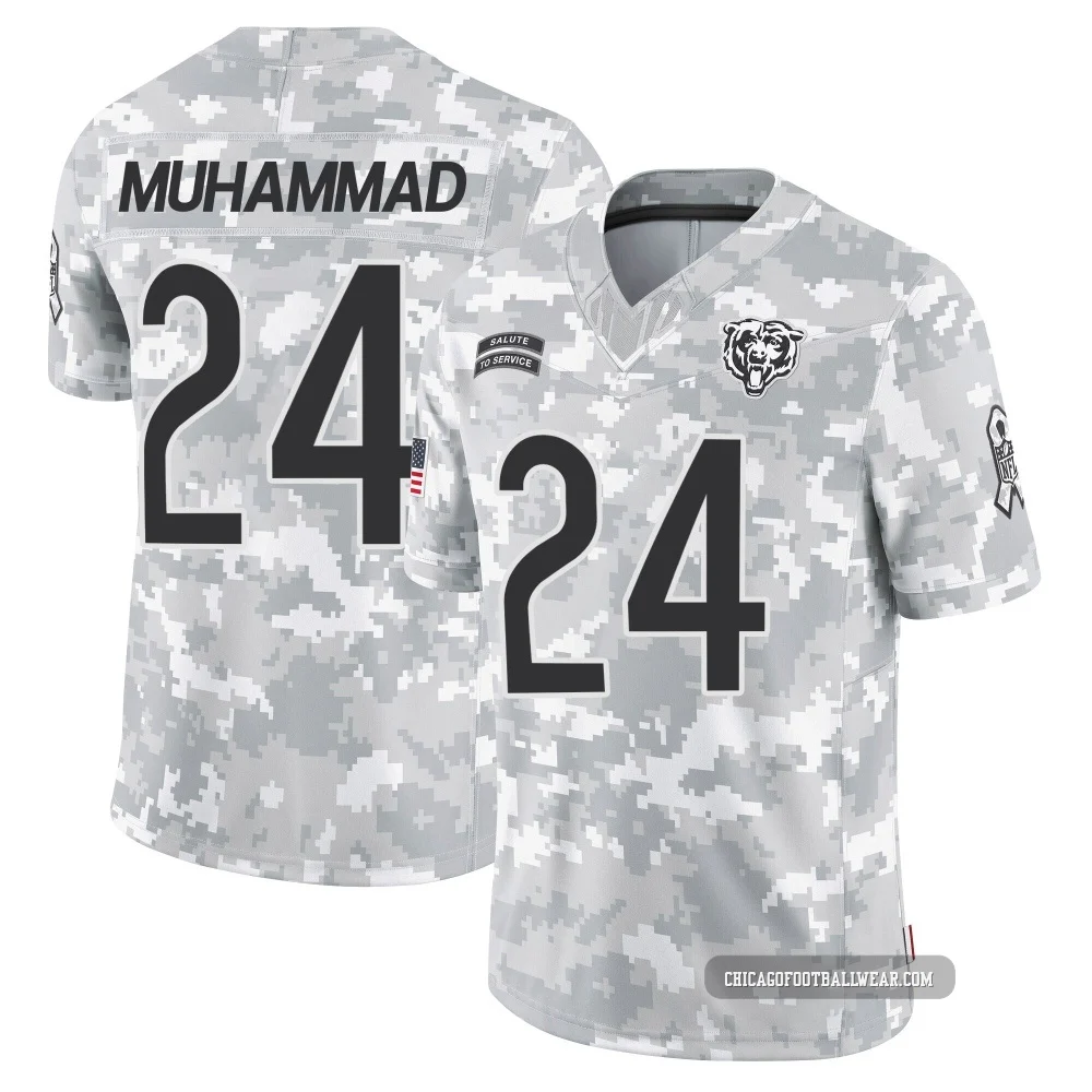 Malik Muhammad ＃24 Men's Limited Chicago Bears Arctic Camo 2024 Salute to Service Jersey
