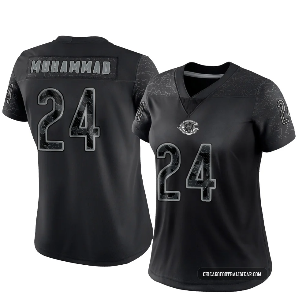 Malik Muhammad ＃24 Women's Limited Chicago Bears Black Reflective Jersey