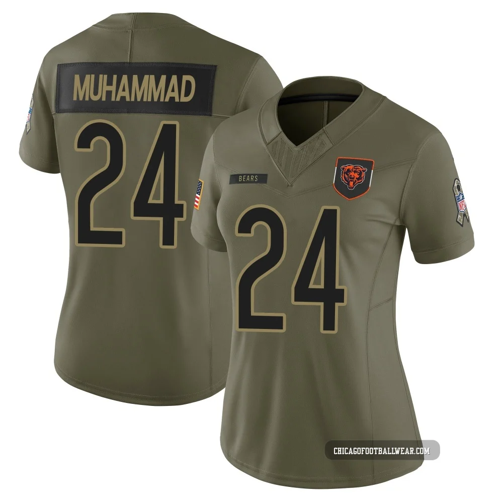Malik Muhammad ＃24 Women's Limited Chicago Bears Olive 2025 Salute to Service Jersey
