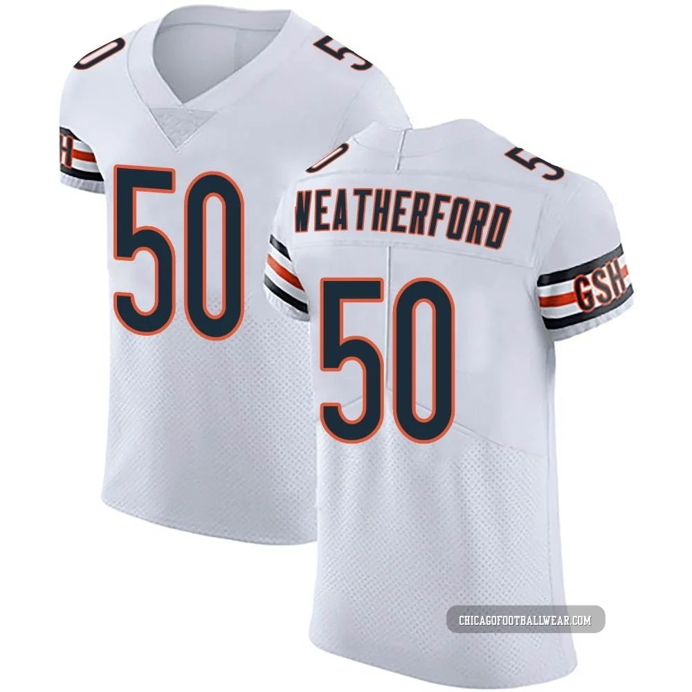 Sterling Weatherford ＃50 Men's Elite Chicago Bears White Vapor Untouchable Jersey