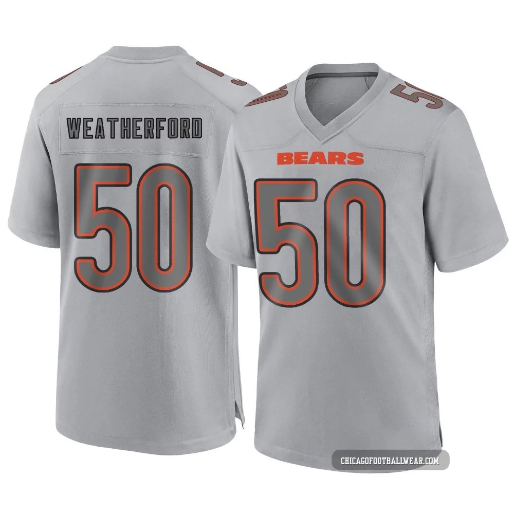 Sterling Weatherford ＃50 Men's Game Chicago Bears Gray Atmosphere Fashion Jersey