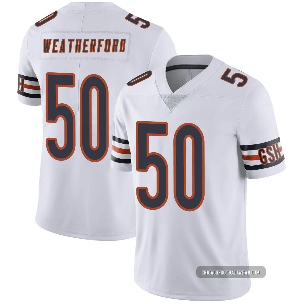 Sterling Weatherford ＃50 Men's Limited Chicago Bears White Vapor Untouchable Jersey