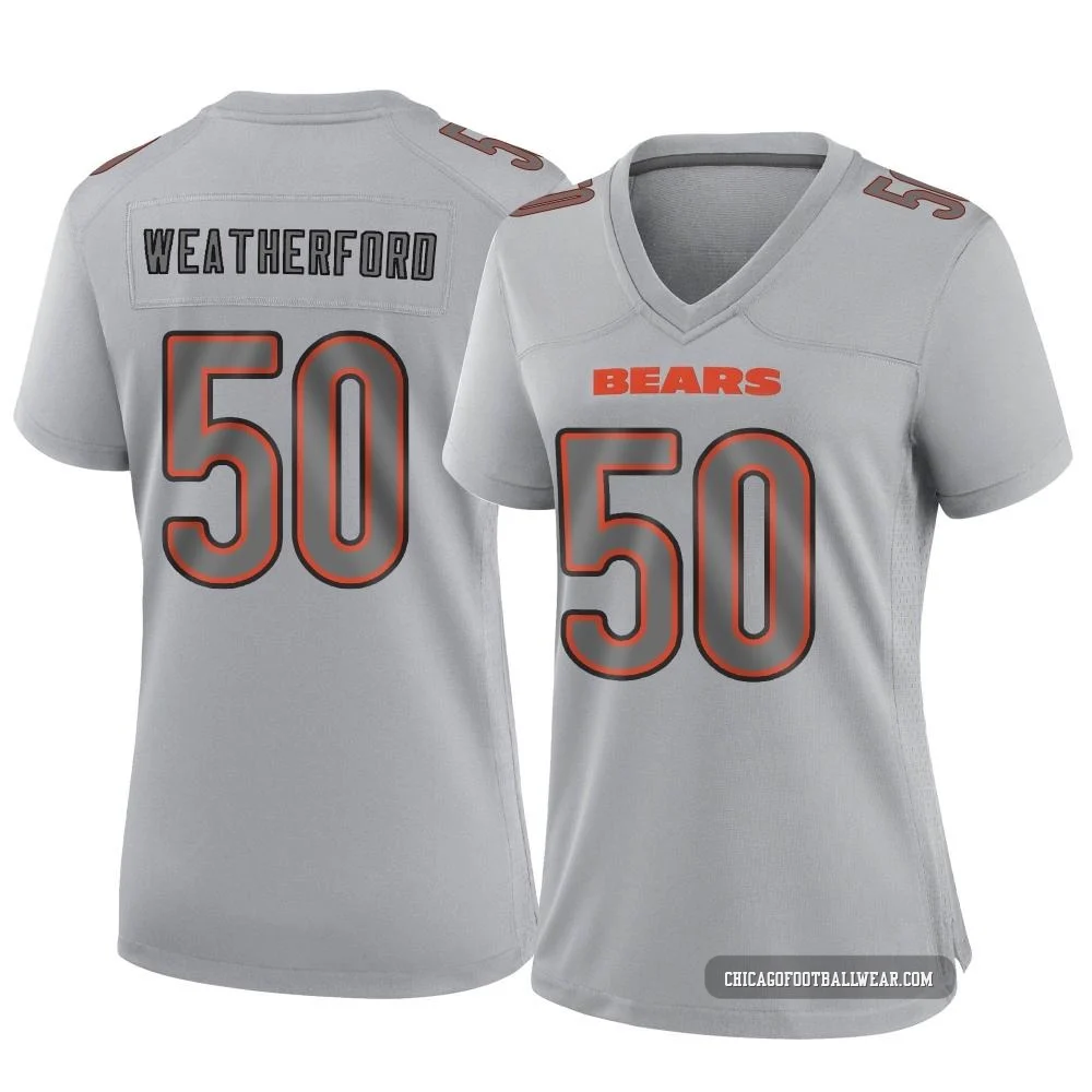 Sterling Weatherford ＃50 Women's Game Chicago Bears Gray Atmosphere Fashion Jersey