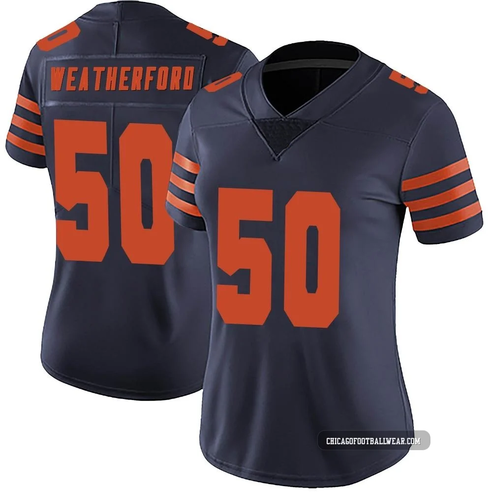 Sterling Weatherford ＃50 Women's Limited Chicago Bears Navy Blue Alternate Vapor Untouchable Jersey