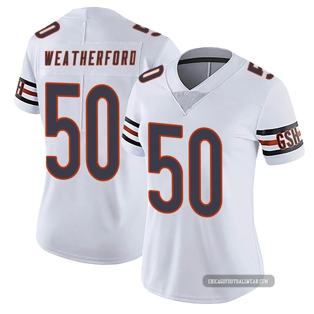 Sterling Weatherford ＃50 Women's Limited Chicago Bears White Vapor Untouchable Jersey