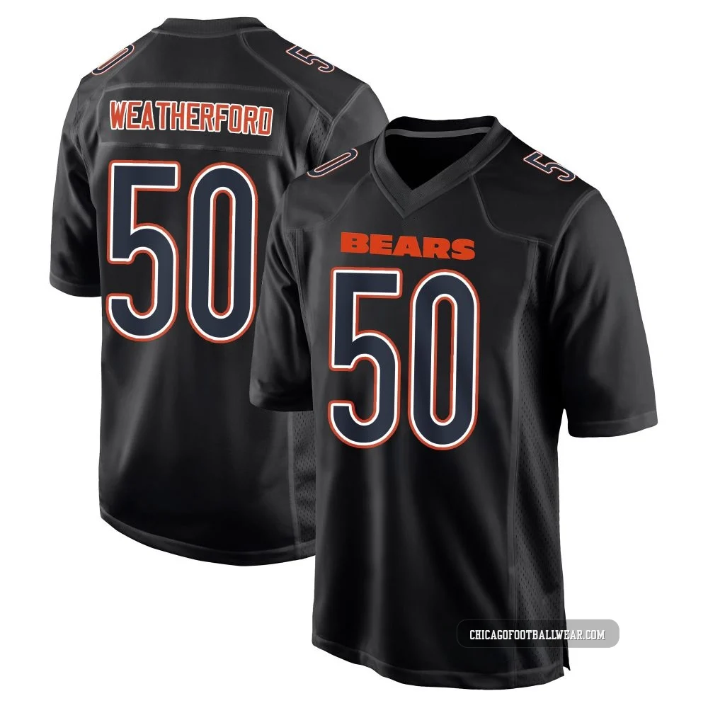 Sterling Weatherford ＃50 Youth Game Chicago Bears Black Carbon Fashion Jersey