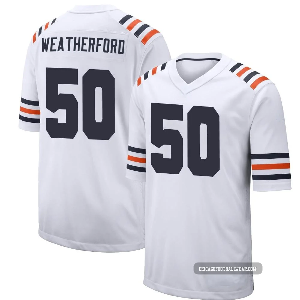 Sterling Weatherford ＃50 Youth Game Chicago Bears White Alternate Classic Jersey