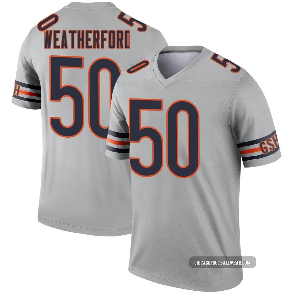 Sterling Weatherford ＃50 Youth Legend Chicago Bears Inverted Silver Jersey