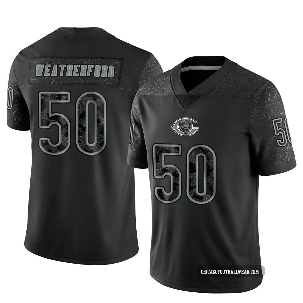 Sterling Weatherford ＃50 Youth Limited Chicago Bears Black Reflective Jersey