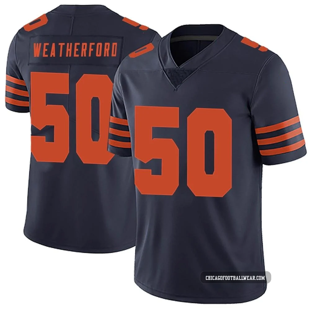 Sterling Weatherford ＃50 Youth Limited Chicago Bears Navy Blue Alternate Vapor Untouchable Jersey