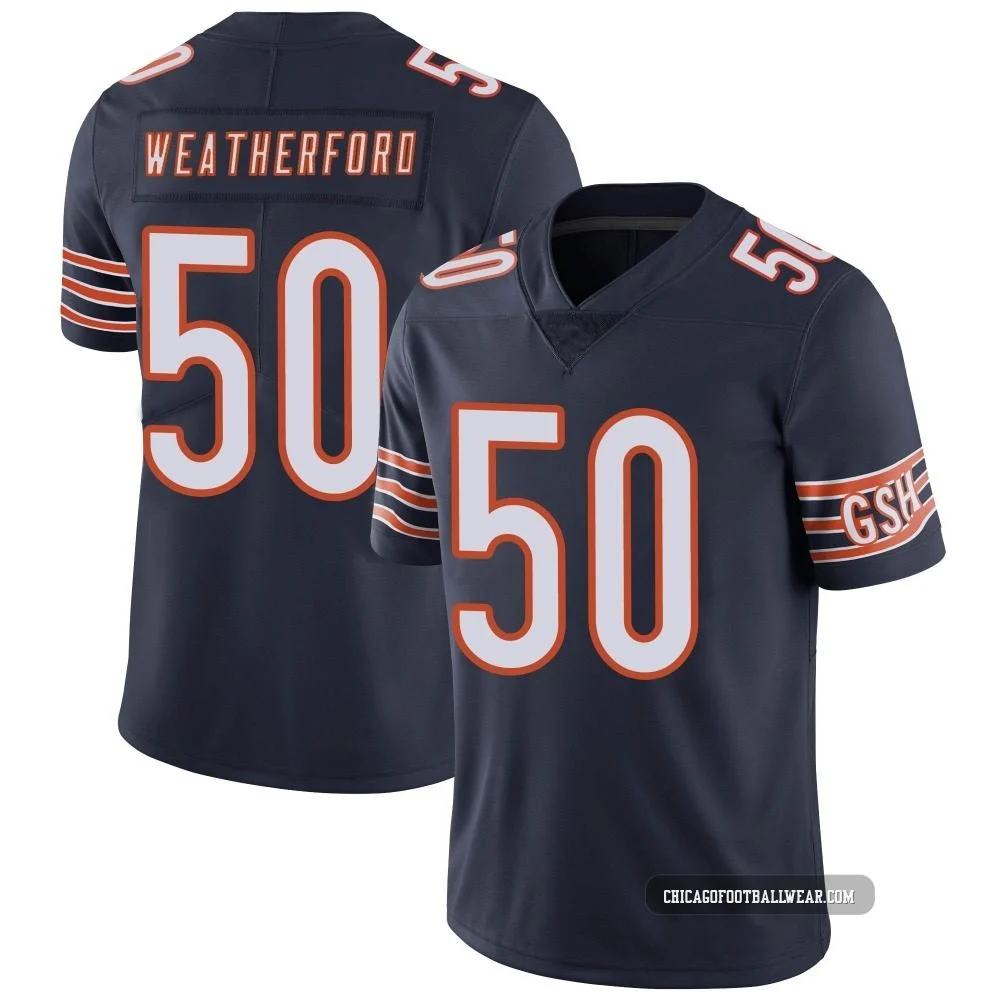 Sterling Weatherford ＃50 Youth Limited Chicago Bears Navy Team Color Vapor Untouchable Jersey