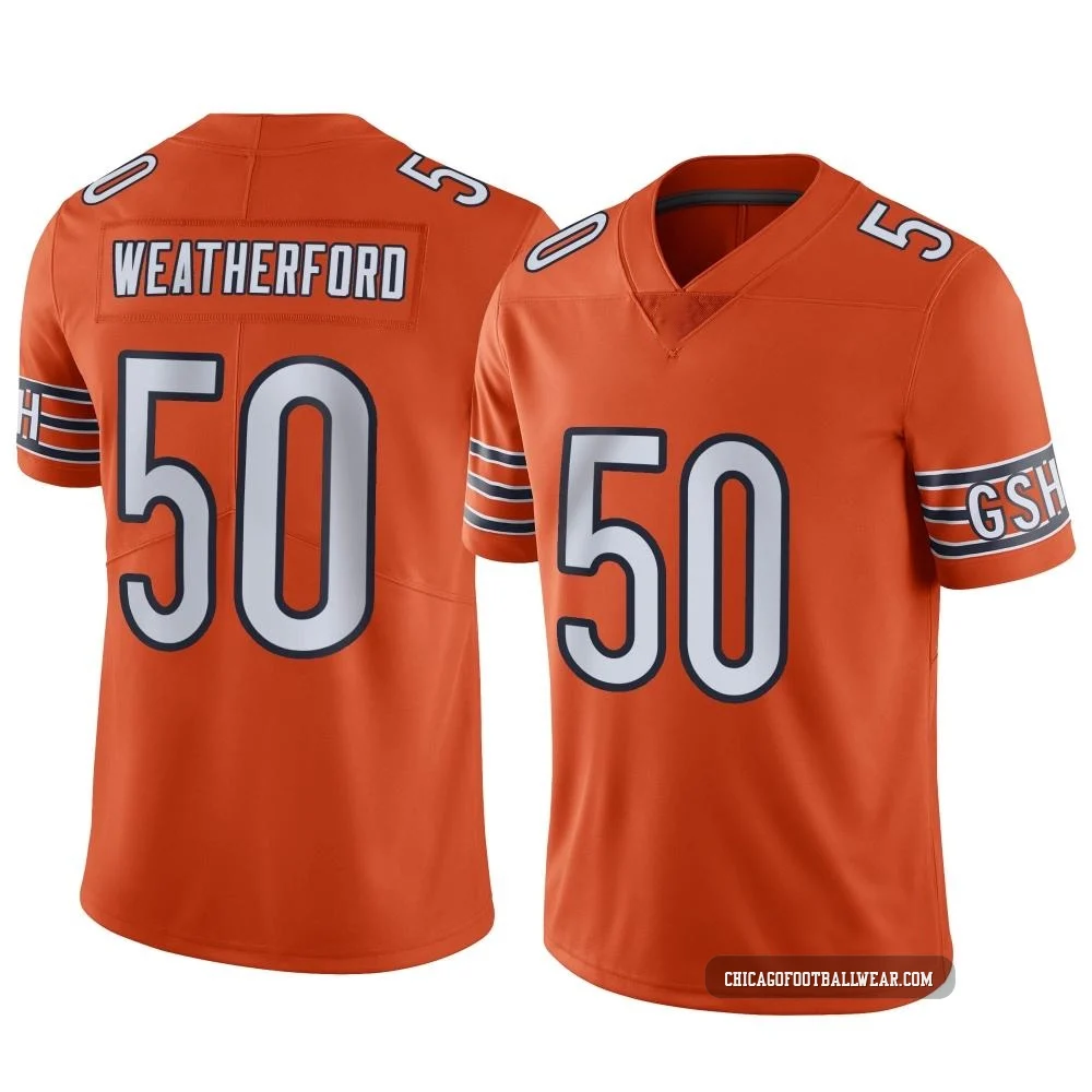 Sterling Weatherford ＃50 Youth Limited Chicago Bears Orange Alternate Vapor Jersey