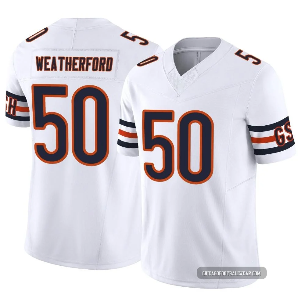 Sterling Weatherford ＃50 Youth Limited Chicago Bears White Vapor F.U.S.E. Jersey