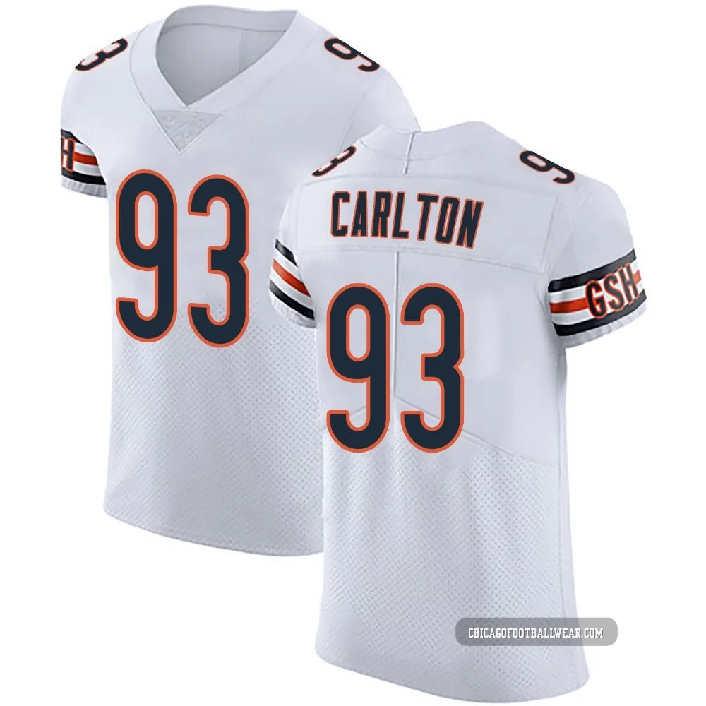 Xavier Carlton ＃93 Men's Elite Chicago Bears White Vapor Untouchable Jersey